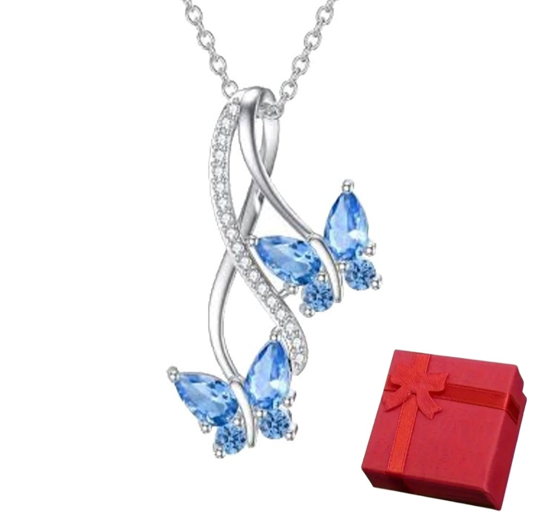 Elegant Twin Butterflies Infinity Pendant Necklace for Women - FDJO18